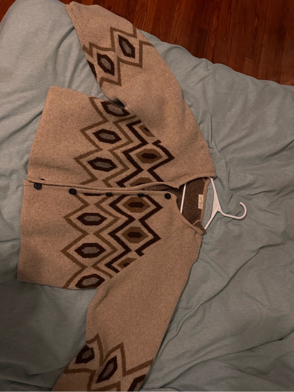 Promesa Beige & Brown Geometric Teddy Jacket